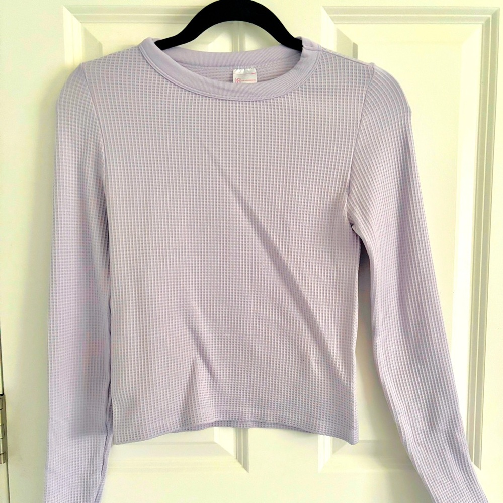 No Boundaries Light Purple Waffle Knit Long Sleeve Top